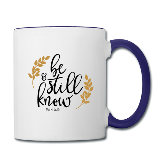 Psalm 46:10 - Contrast Coffee Mug - white/cobalt blue