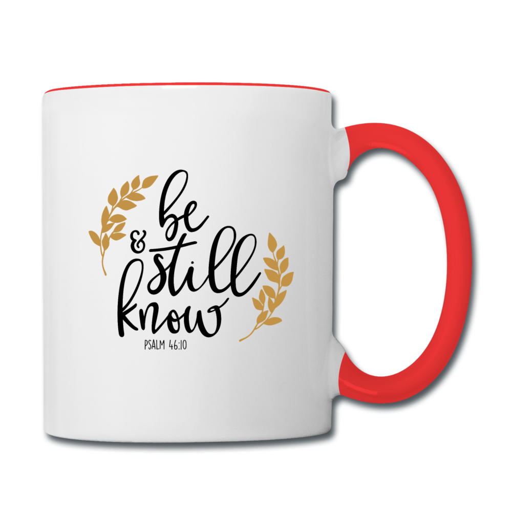 Psalm 46:10 - Contrast Coffee Mug - white/red