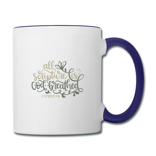 2 Timothy 3:16 - Contrast Coffee Mug - white/cobalt blue