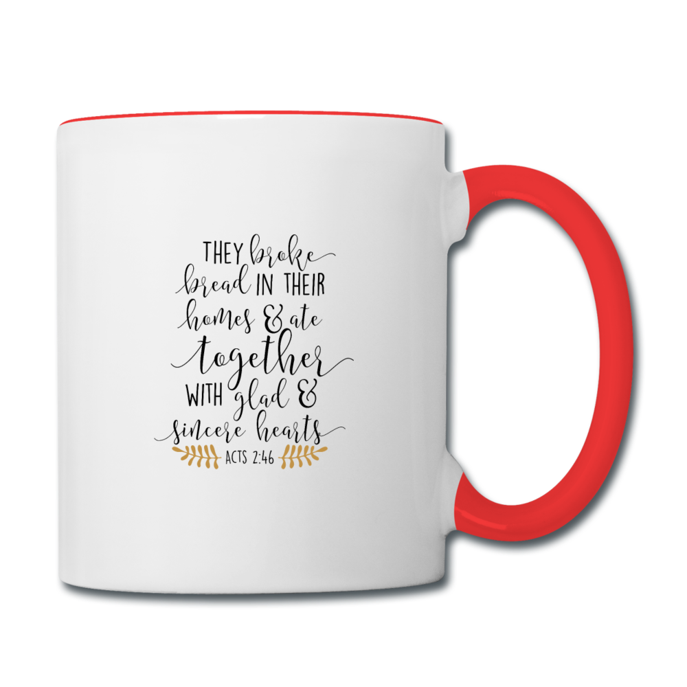 Acts 2:46 - Contrast Coffee Mug - white/red