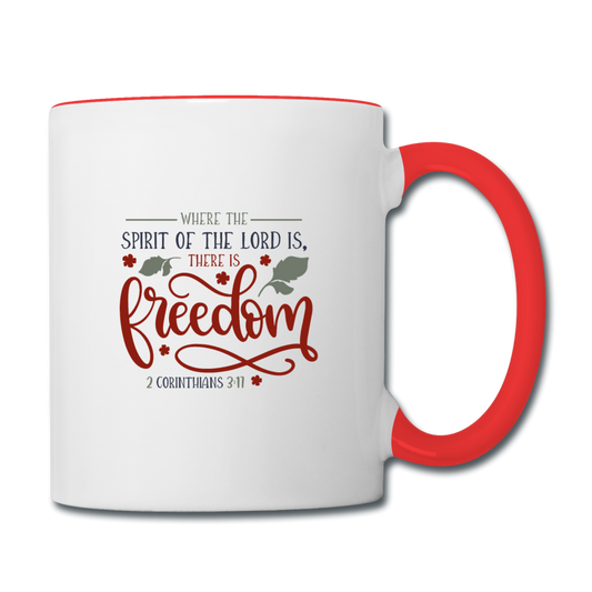 2 Corinthians 3:17 - Contrast Coffee Mug - white/red