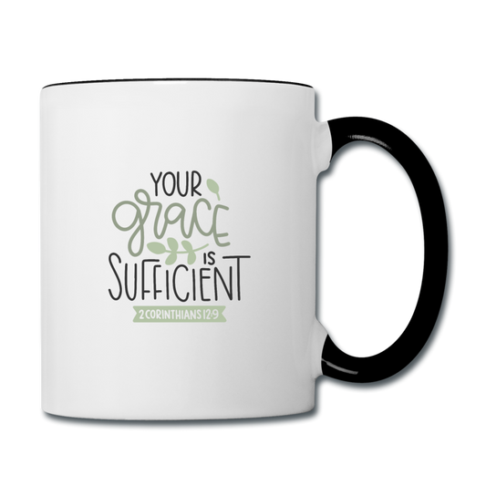 2 Corinthians 12:9 - Contrast Coffee Mug - white/black