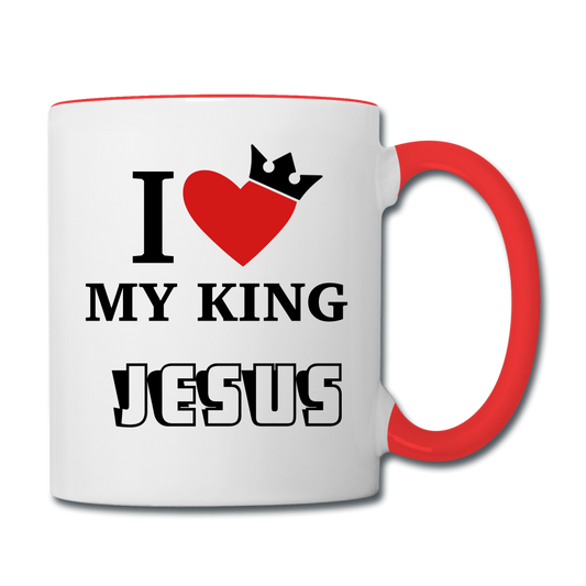 I Love My King Jesus - Contrast Coffee Mug - white/red
