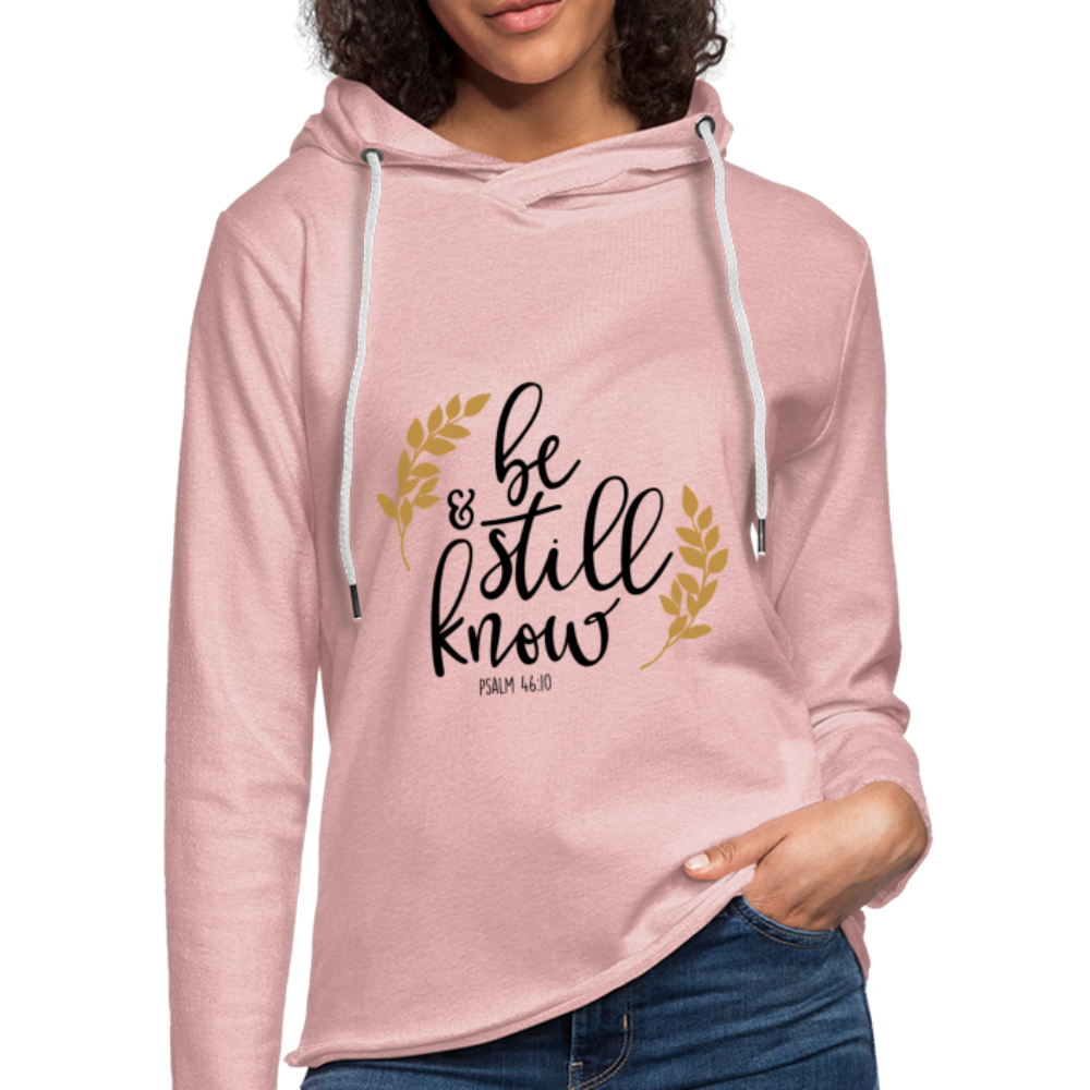 Be Still And Know - Lightweight Terry Hoodie - cream heather pink