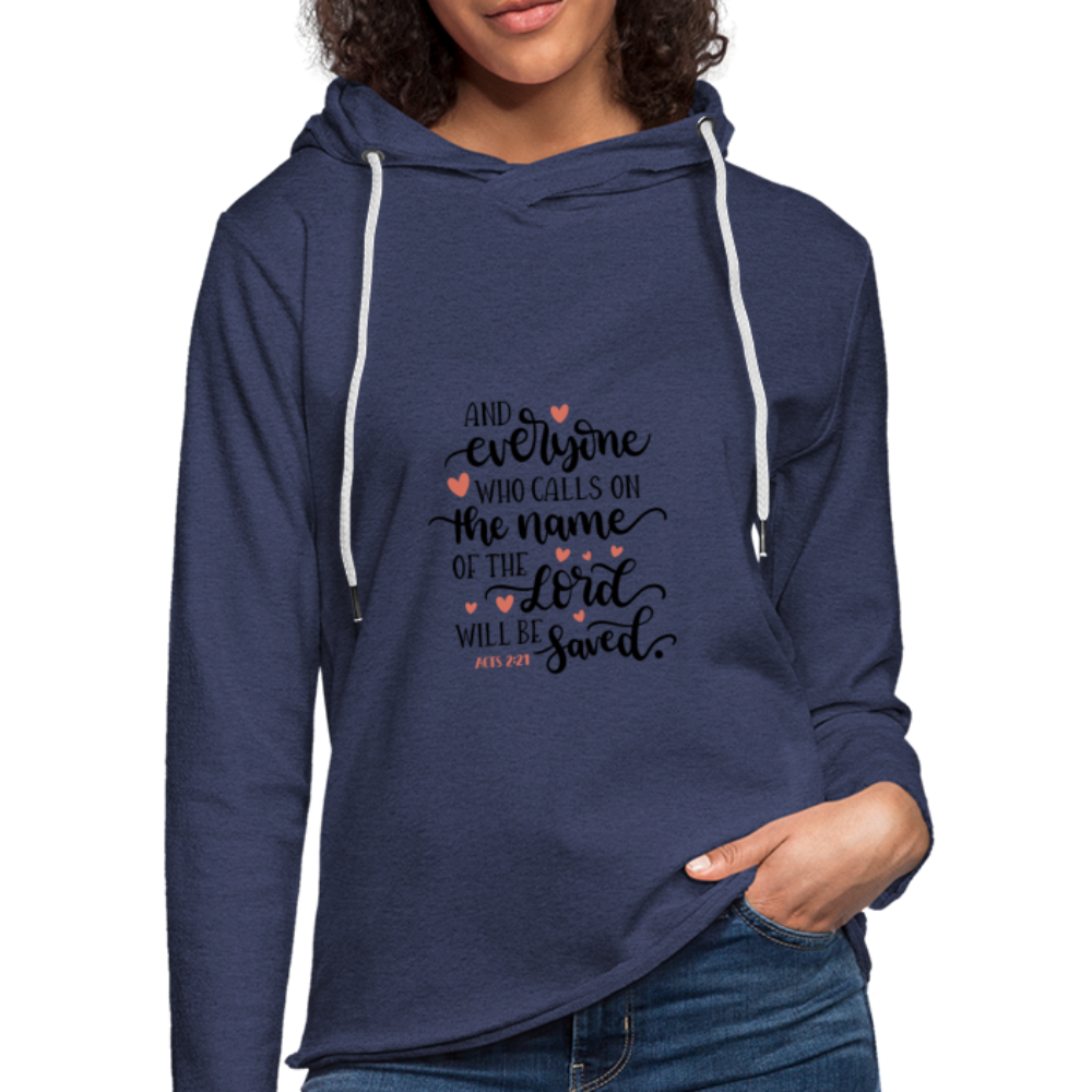 Acts 2:21 - Lightweight Terry Hoodie - heather navy