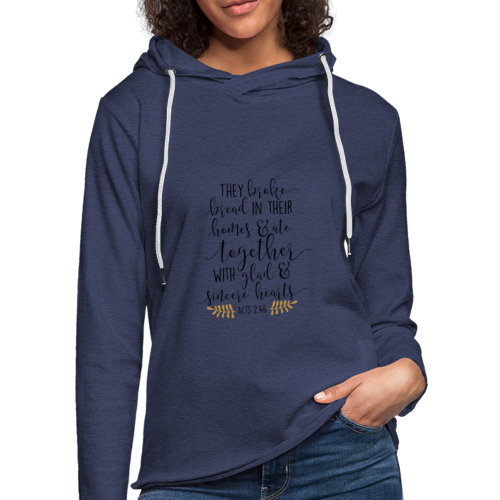 Acts 2:46 - Lightweight Terry Hoodie - heather navy