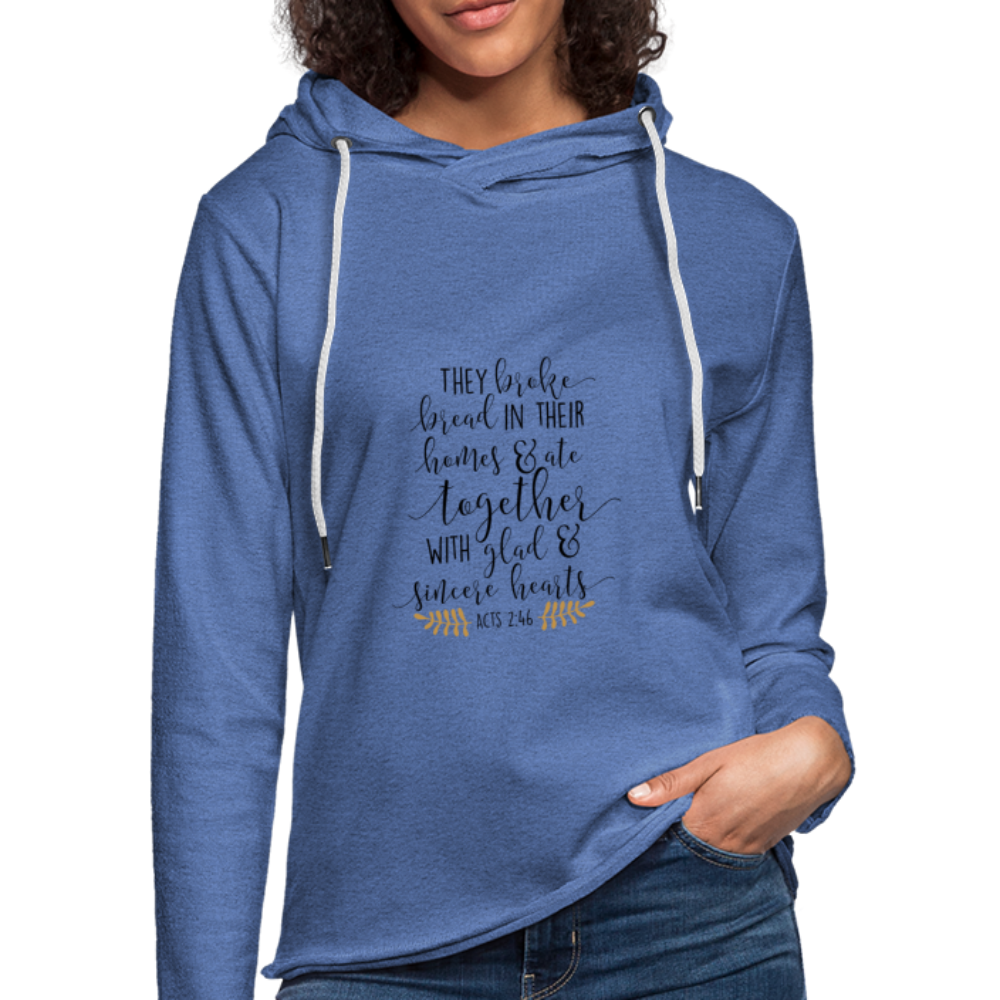 Acts 2:46 - Lightweight Terry Hoodie - heather Blue