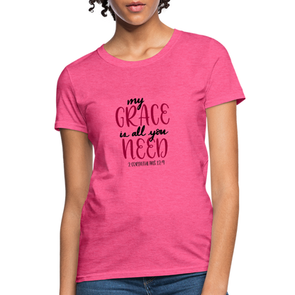 2 Corinthians 12:9 - Women's T-Shirt - heather pink