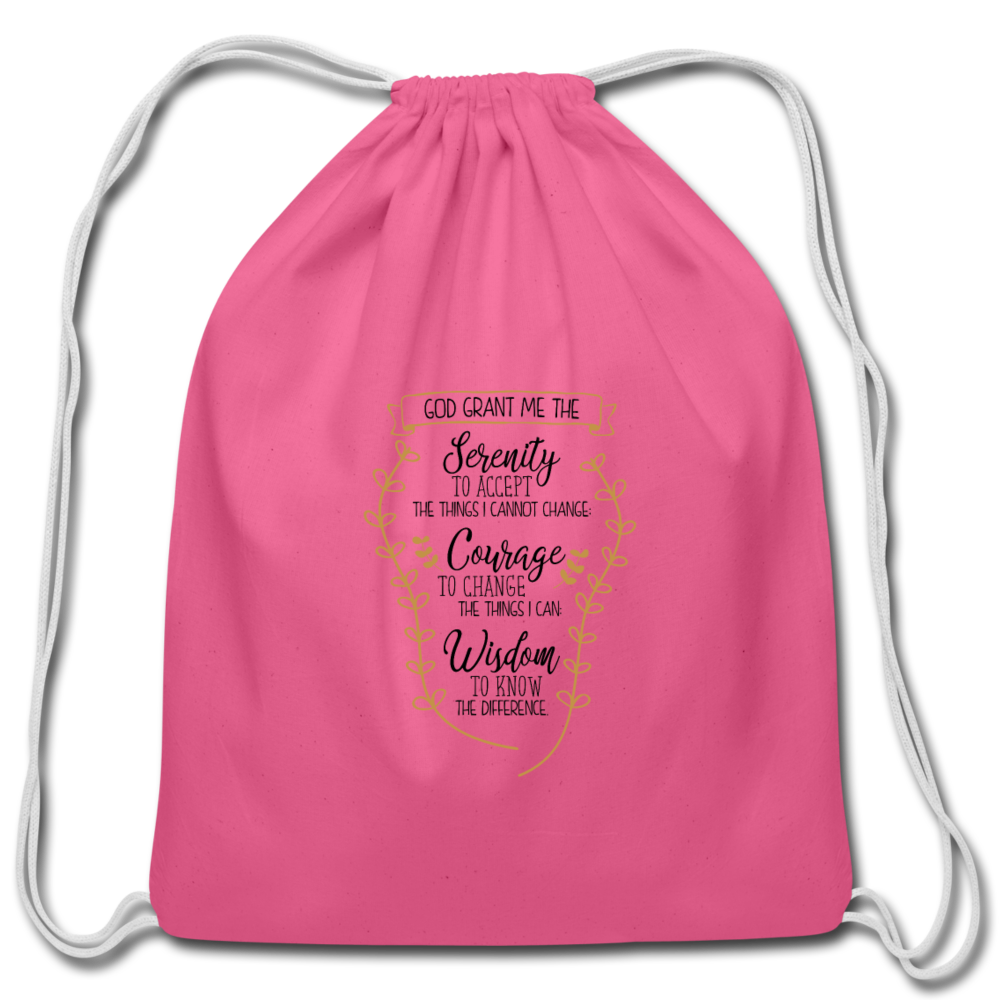 Serenity Prayer - Cotton Drawstring Bag - pink