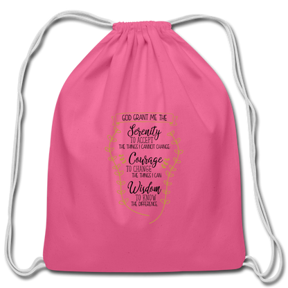 Serenity Prayer - Cotton Drawstring Bag - pink