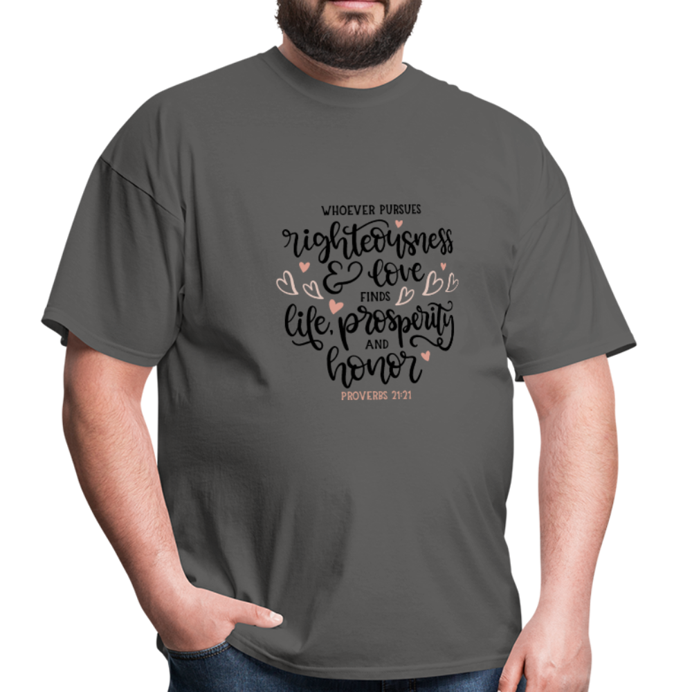 Proverbs 21:21 - Men's T-Shirt - charcoal