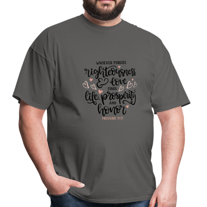 Proverbs 21:21 - Men's T-Shirt - charcoal