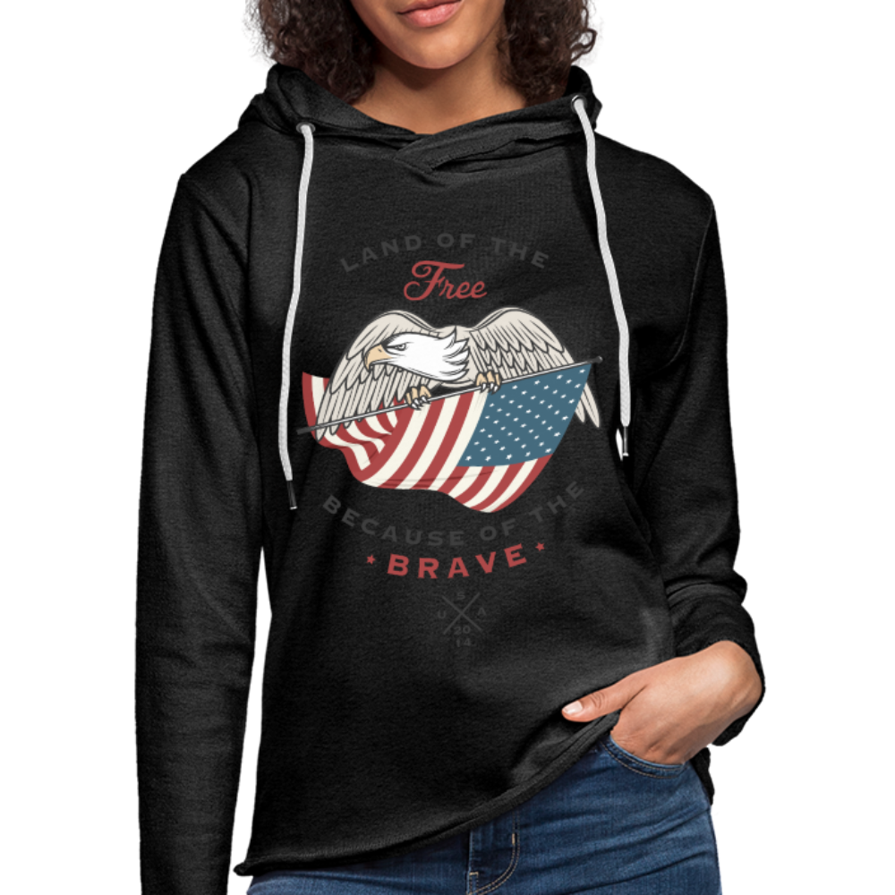 Land Of The Free - Lightweight Terry Hoodie - charcoal gray