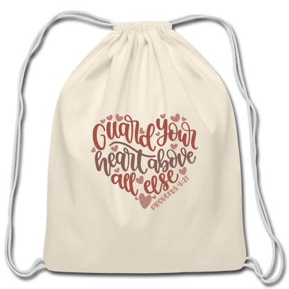 Proverbs 4:23 - Cotton Drawstring Bag - natural