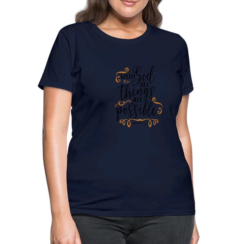 Matthew 19:26 - Women's T-Shirt - navy