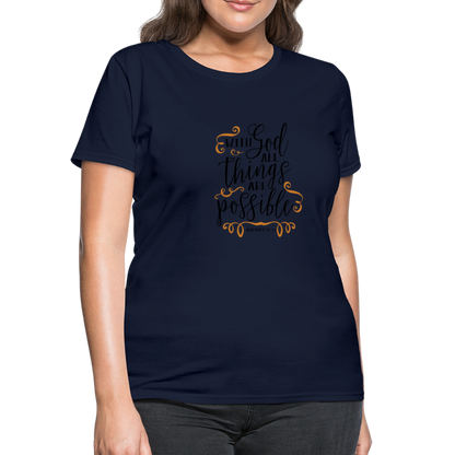 Matthew 19:26 - Women's T-Shirt - navy