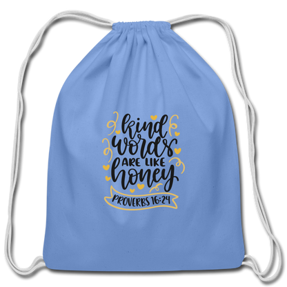 Proverbs 16:24 - Cotton Drawstring Bag - carolina blue