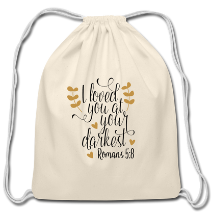 Romans 5:8 - Cotton Drawstring Bag - natural
