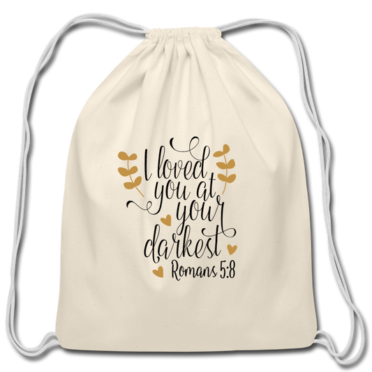 Romans 5:8 - Cotton Drawstring Bag - natural