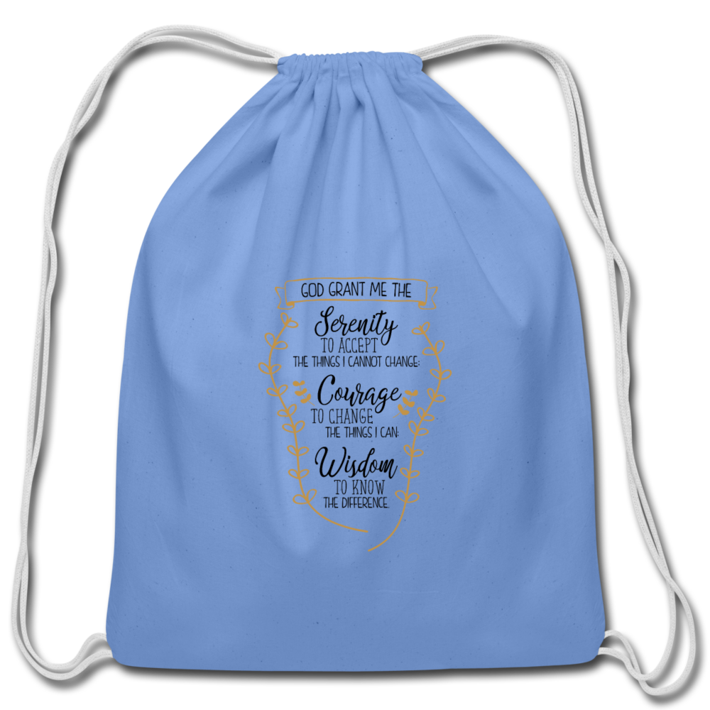 Serenity Prayer - Cotton Drawstring Bag - carolina blue