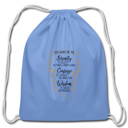 Serenity Prayer - Cotton Drawstring Bag - carolina blue