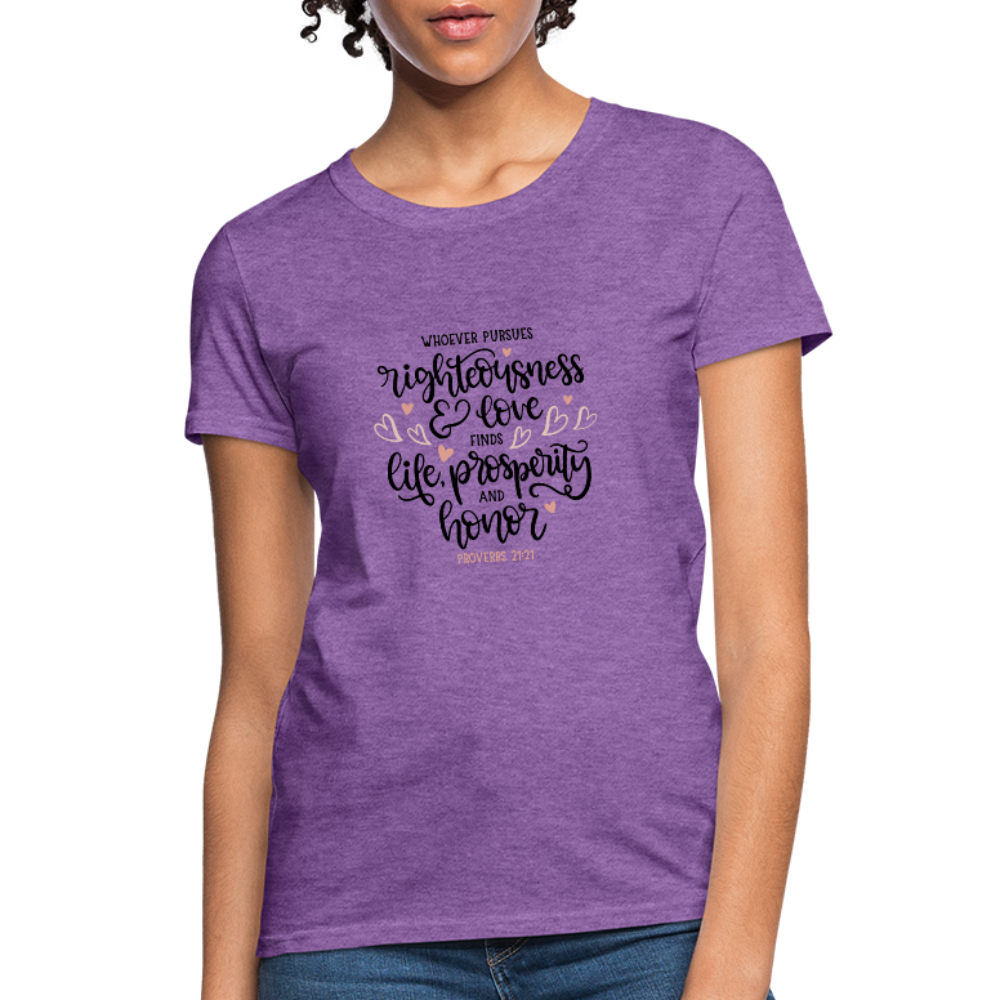 Proverbs 21:21 - Women's T-Shirt - purple heather