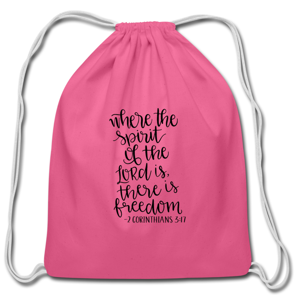 2 Corinthians 3:17 - Cotton Drawstring Bag - pink