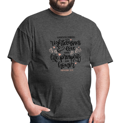 Proverbs 21:21 - Men's T-Shirt - heather black