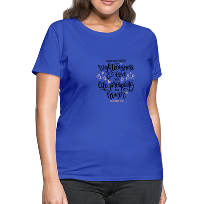 Proverbs 21:21 - Women's T-Shirt - royal blue