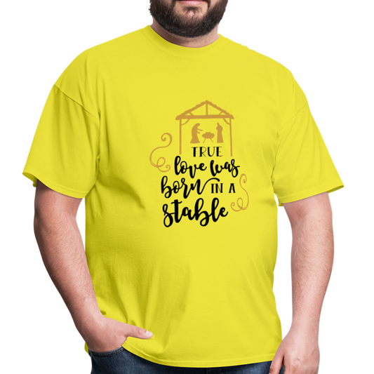 True Love Was Born In A Stable - Men's T-Shirt - yellow