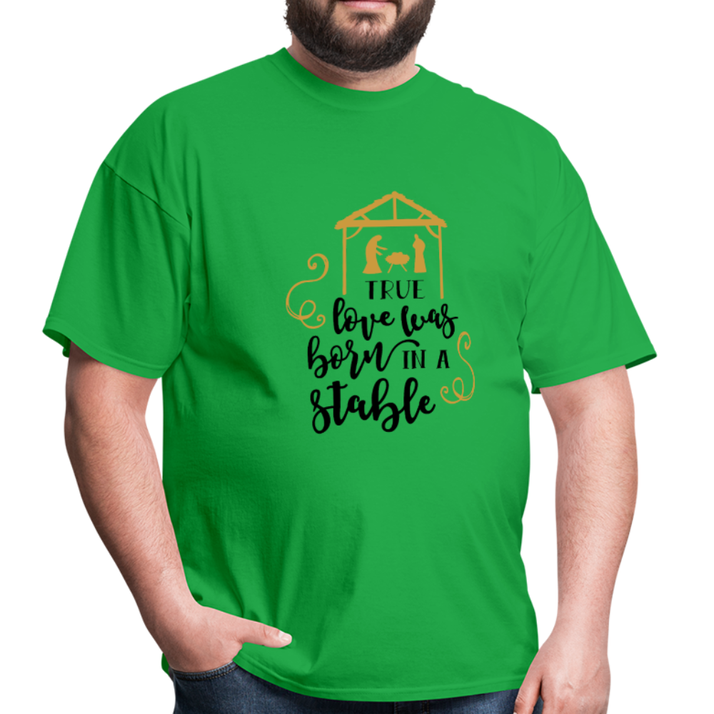 True Love Was Born In A Stable - Men's T-Shirt - bright green
