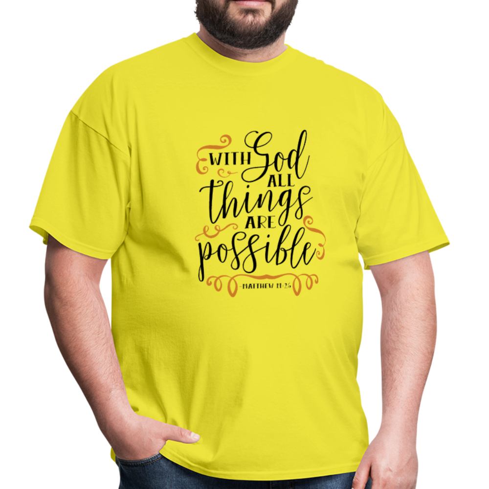 Matthew 19:26 - Men's T-Shirt - yellow