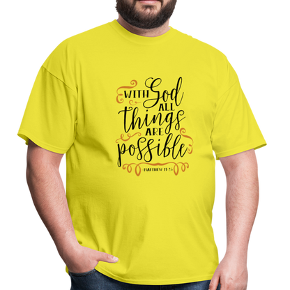 Matthew 19:26 - Men's T-Shirt - yellow
