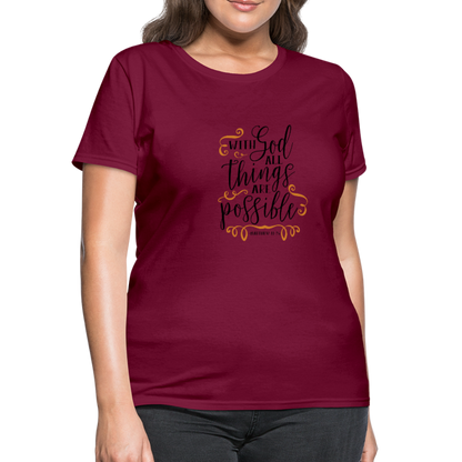 Matthew 19:26 - Women's T-Shirt - burgundy