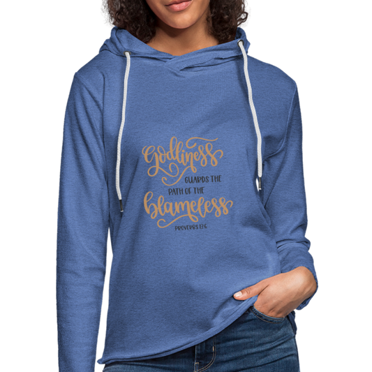 Proverbs 13:6 - Lightweight Terry Hoodie - heather Blue