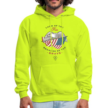 Land Of The Free - Men's Hoodie - safety green