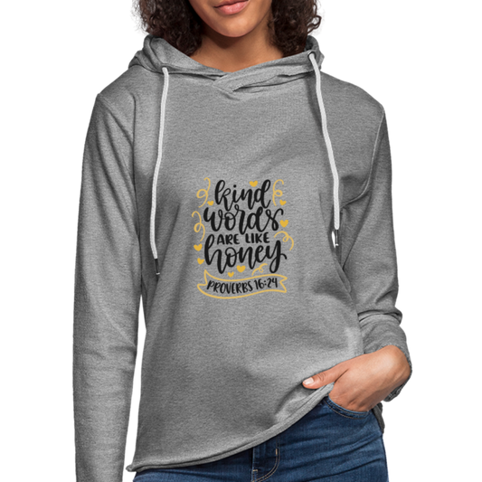 Proverbs 16:24 - Lightweight Terry Hoodie - heather gray