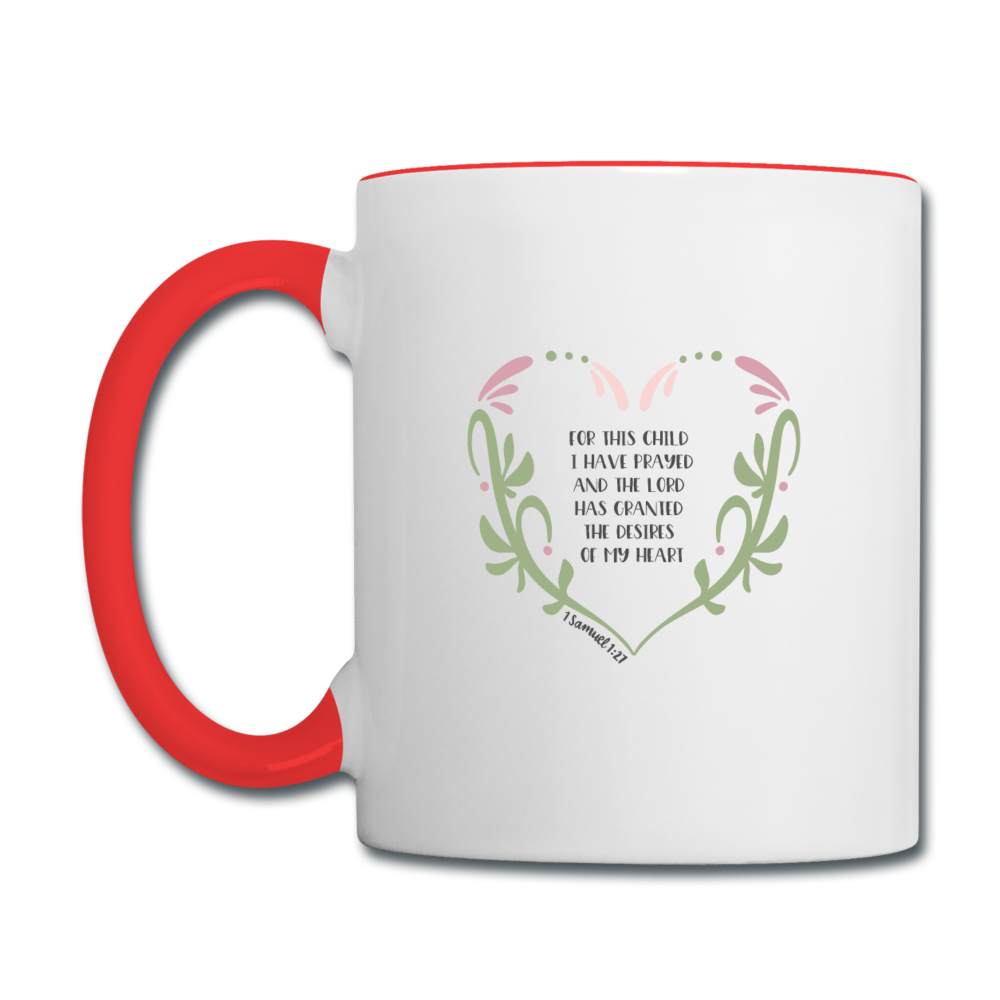 1 Samuel 1:27 - Contrast Coffee Mug - white/red