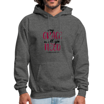 2 Corinthians 12:9 - Men's Hoodie - charcoal gray