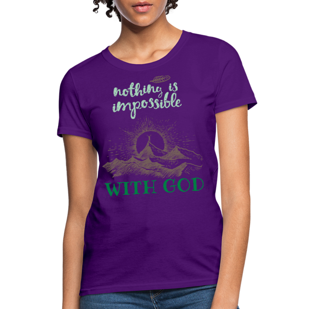 Nothing Is Impossible With God - Women's T-Shirt - purple