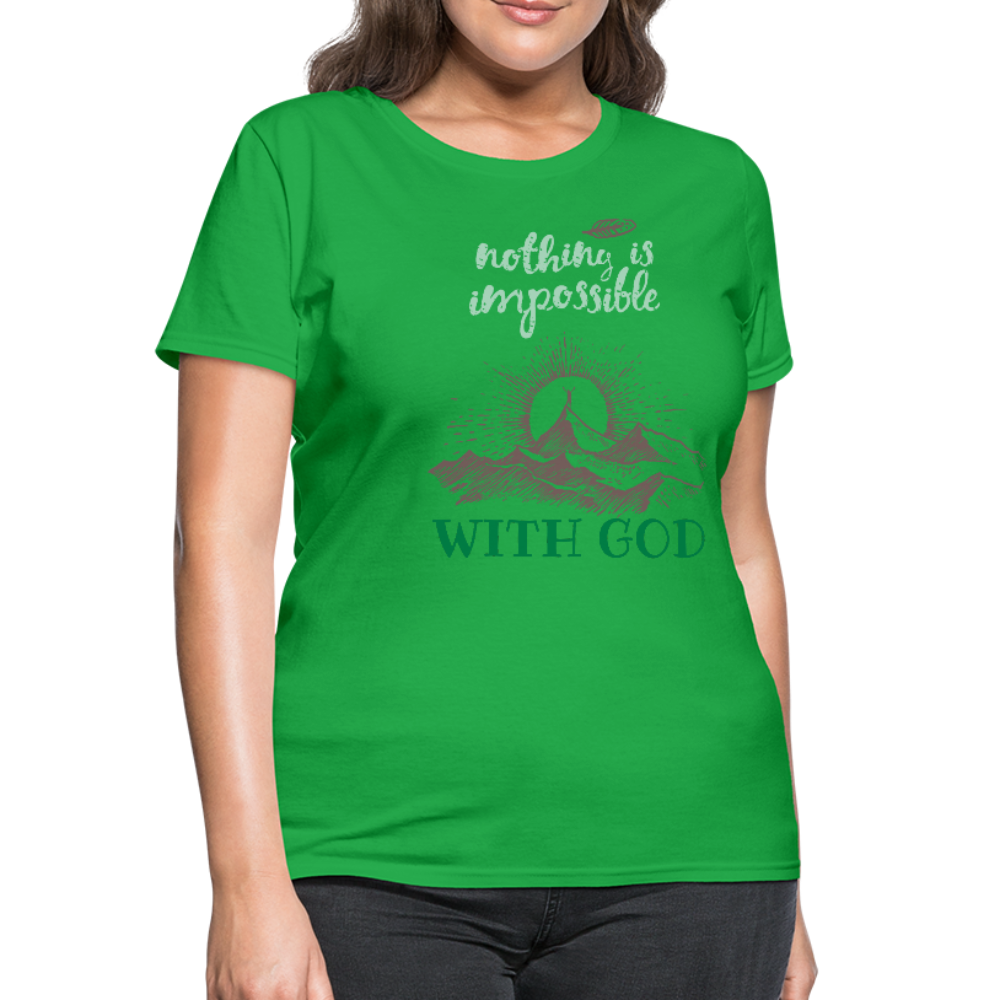 Nothing Is Impossible With God - Women's T-Shirt - bright green