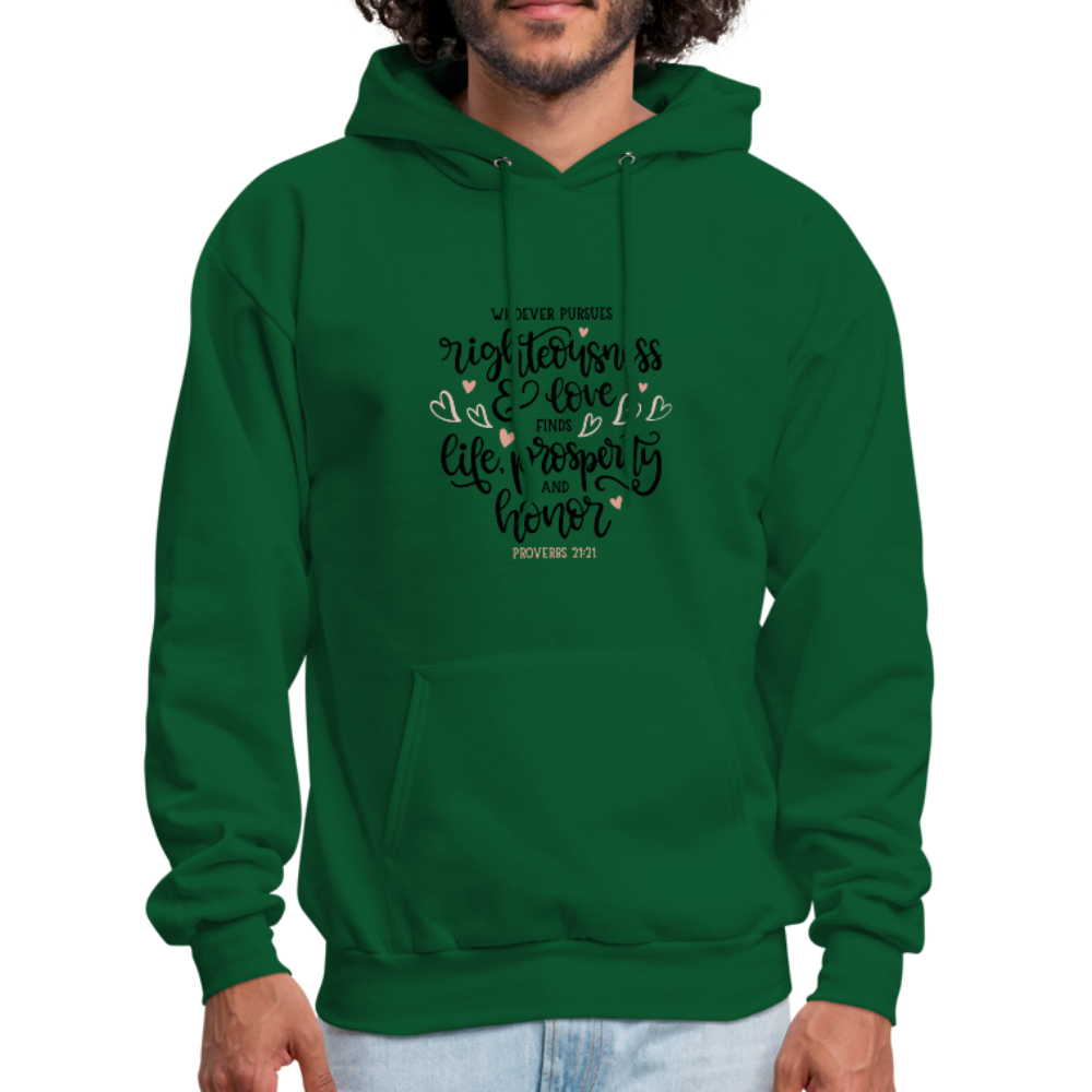 Proverbs 21:21 - Men's Hoodie - forest green