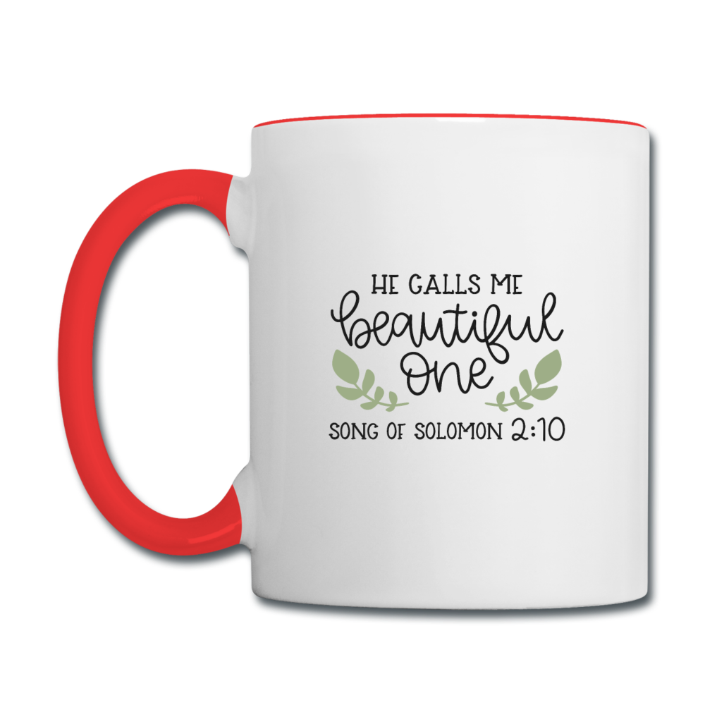 Song Of Solomon 2:10 - Contrast Coffee Mug - white/red