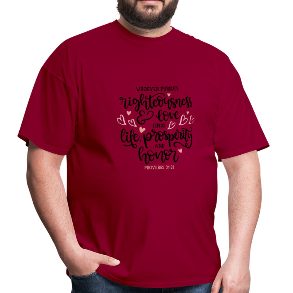 Proverbs 21:21 - Men's T-Shirt - dark red