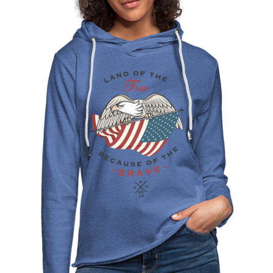 Land Of The Free - Lightweight Terry Hoodie - heather Blue
