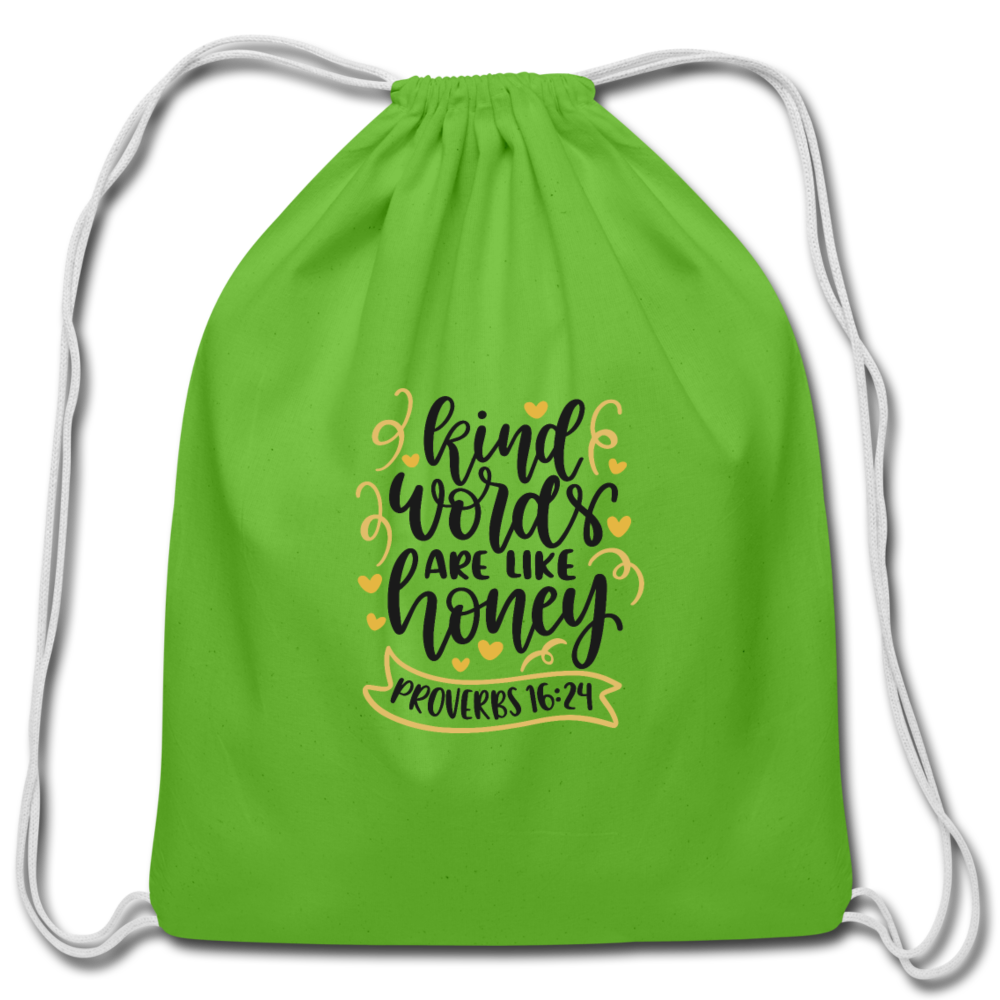 Proverbs 16:24 - Cotton Drawstring Bag - clover