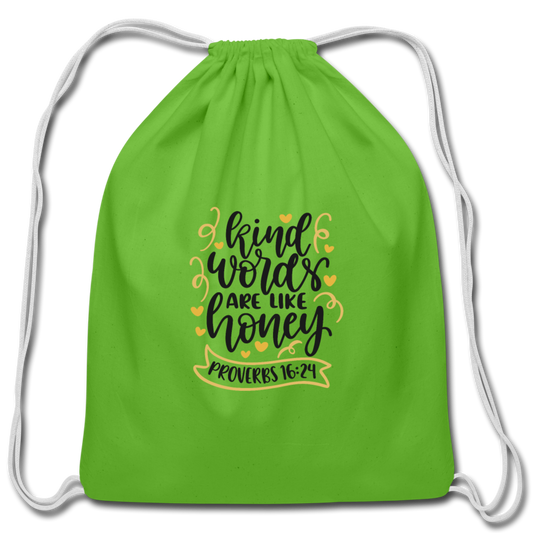 Proverbs 16:24 - Cotton Drawstring Bag - clover