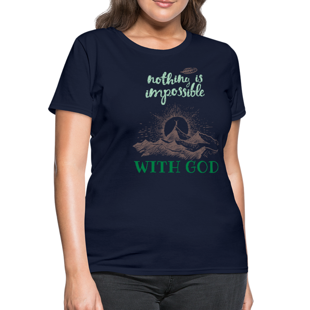Nothing Is Impossible With God - Women's T-Shirt - navy