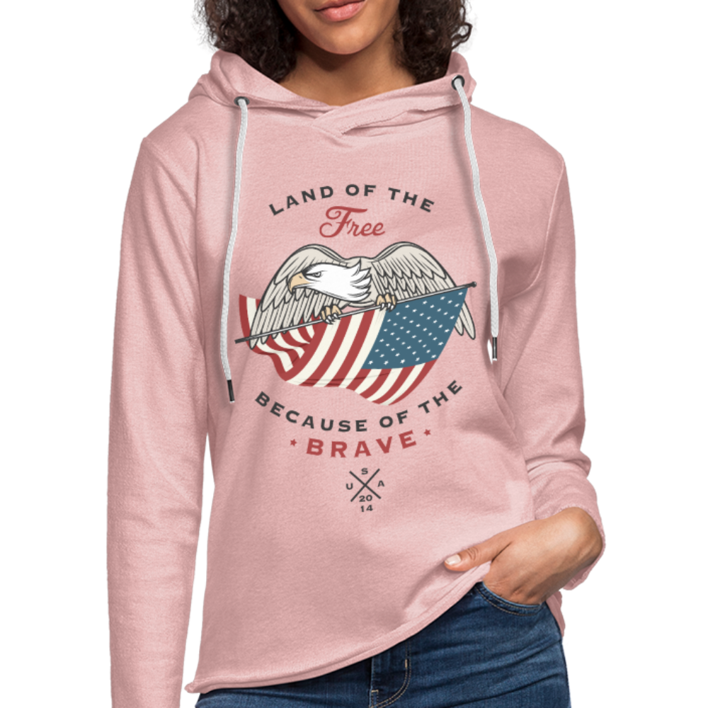 Land Of The Free - Lightweight Terry Hoodie - cream heather pink