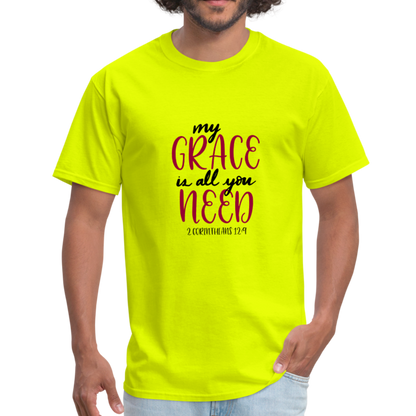 2 Corinthians 12:9 - Men's T-Shirt - safety green